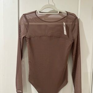 NWT Abercrombie Sheer Brown Long Sleeve Bodysuit